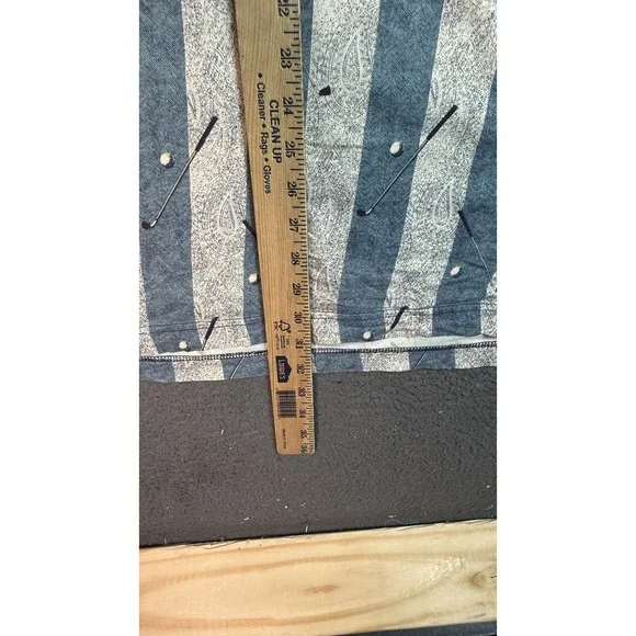 Vintage Natural Issue Shirt Mens XL Blue White Striped Paisley Polo 90s Cotton - Picture 4 of 9